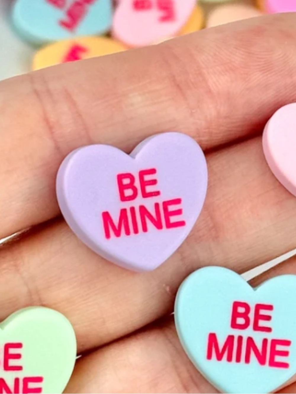 NWT: Lilac "BE MINE" Candy Conversation Heart Stud Earrings